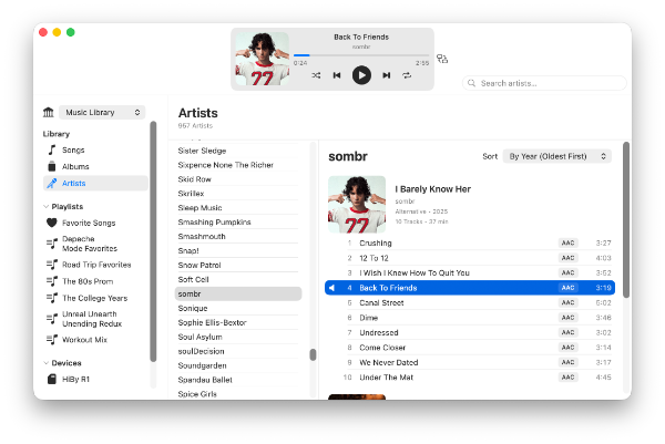 DAPComposer library management screen