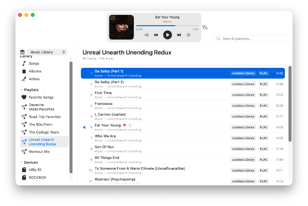 DAPComposer playlist creator screen